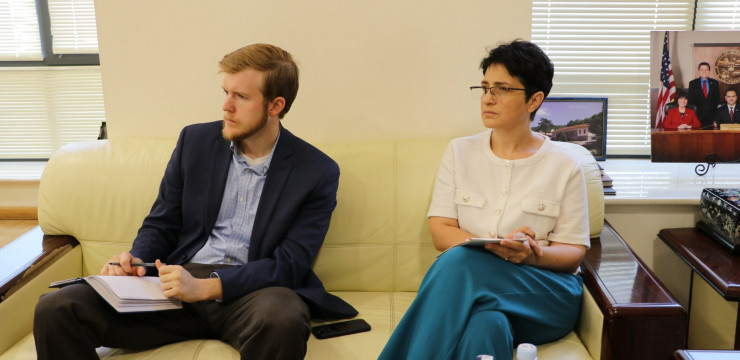 Zareh Sinanyan met with Joshua Russell, Senior Policy Analyst for Europe and Eurasia, and Naira Sultanyan, Director of the Democracy Development Foundation